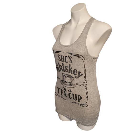 She's Whiskey In A Tea Cup Size Medium Gray Tank Jack Daniels Design Racerback - Picture 3 of 5